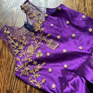 Custom made purple n green dress